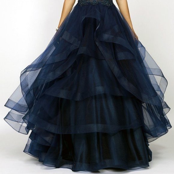 Jeweled V-Neckline Ballgown Long Dress JT394 - Picture 7 of 8